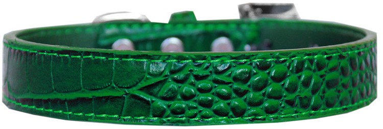 Tulsa Plain Croc Dog Collar Emerald Green Size 16